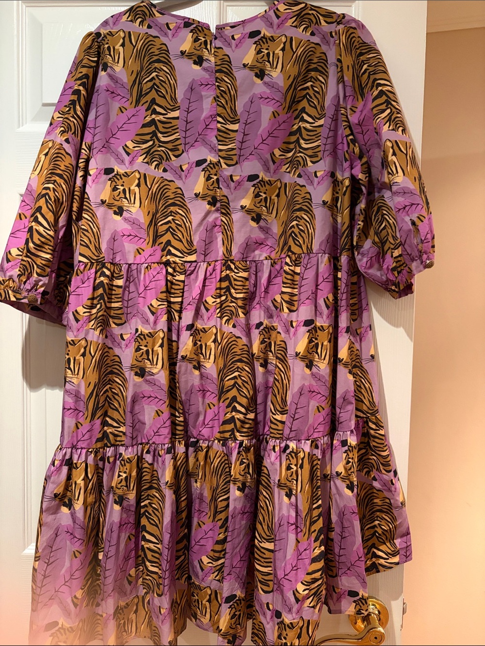 FARM Rio Purple and Gold Tiger Motif Tiered Mini Dress - Picture 4 of 4